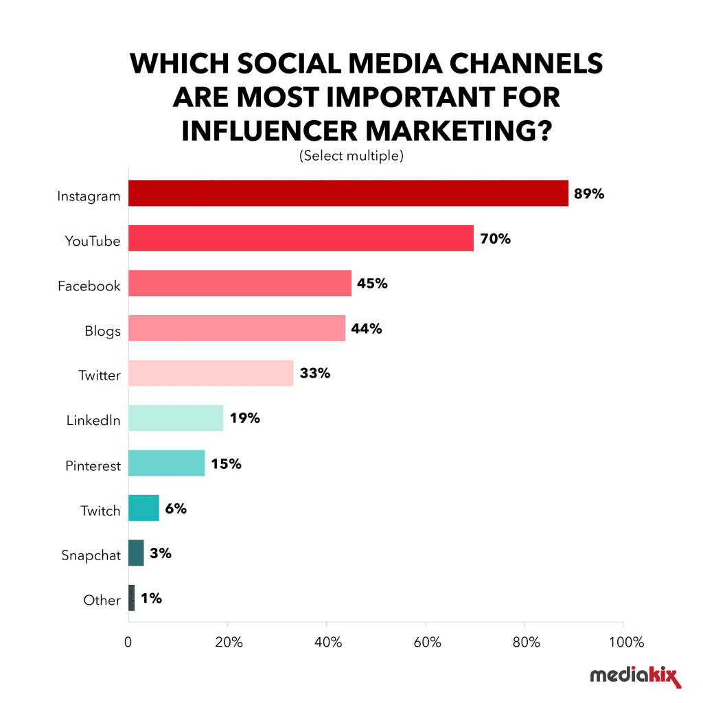 social media wybierane przez influencerów